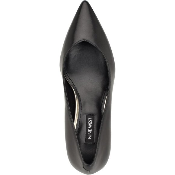 Nine West Womens Black 001 Leather Closed Pointed Toe Kitten Heels Pumps Shoes - Picture 2 of 7